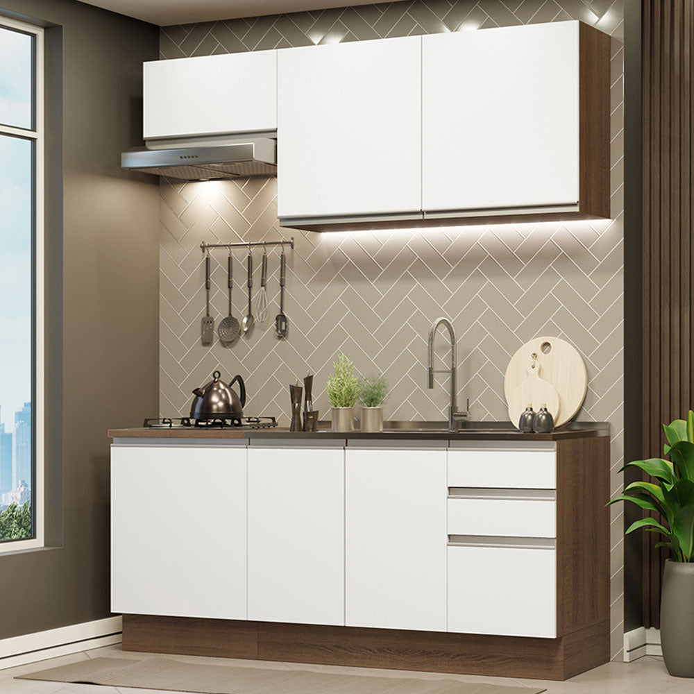 Cocina Integral con Lavadero 180cm Glamy 13 Marrón/Blanco