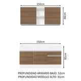 Cocina Compacta 150cm Blanco/Marrón Glamy Madesa 02