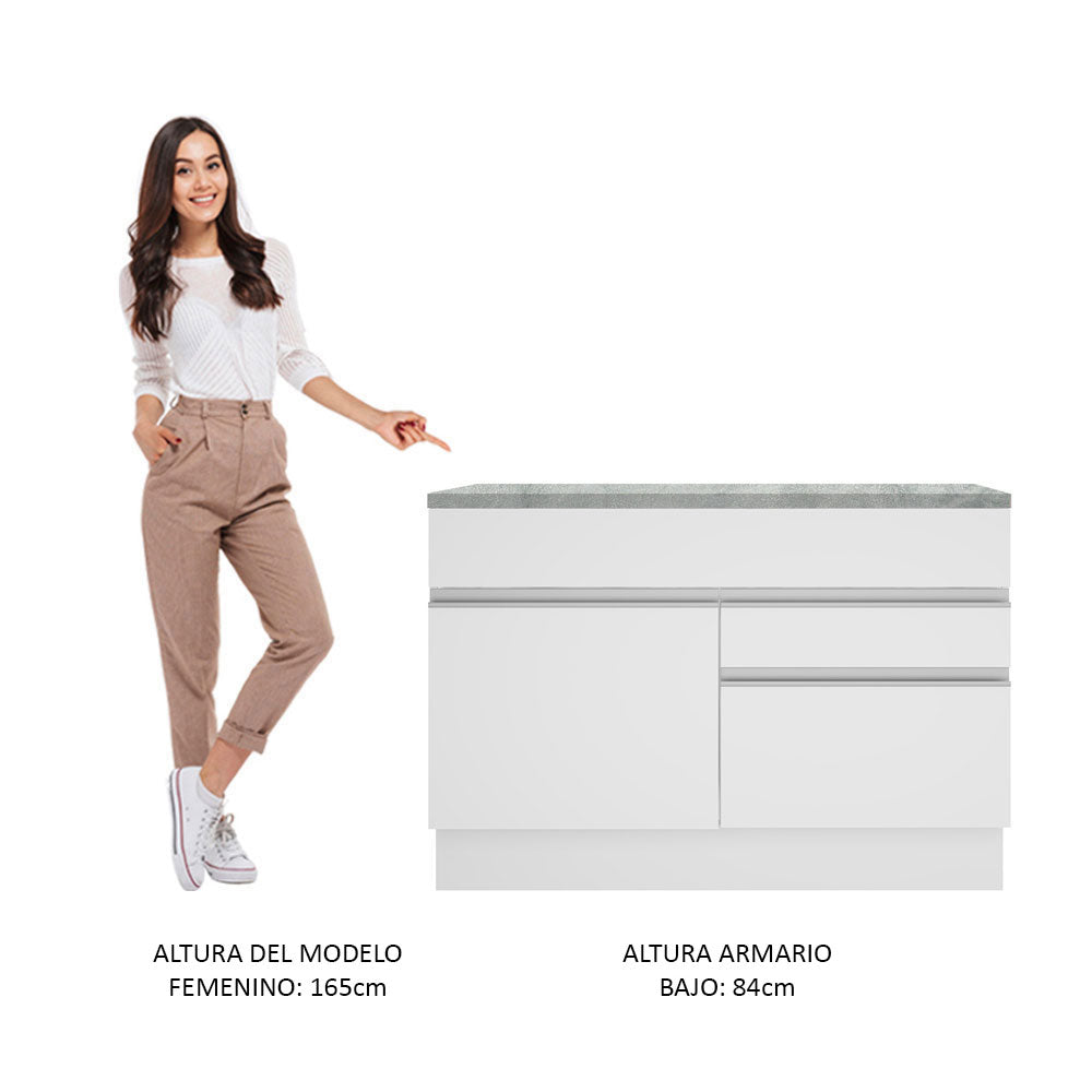 Mueble de Cocina Glamy 120 cm - Mostrador para Lavadero con Encimera