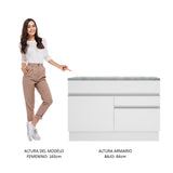 Mueble de Cocina Glamy 120 cm - Mostrador para Lavadero con Encimera