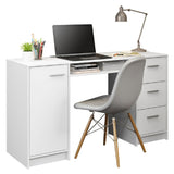 Escritorio Para PC Madesa Alaska 3 Cajones 1 Puerta - Blanco