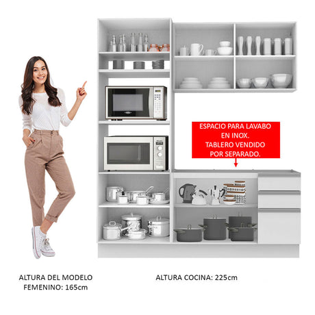 Cocina Compacta 190cm Blanco Glamy Madesa 02