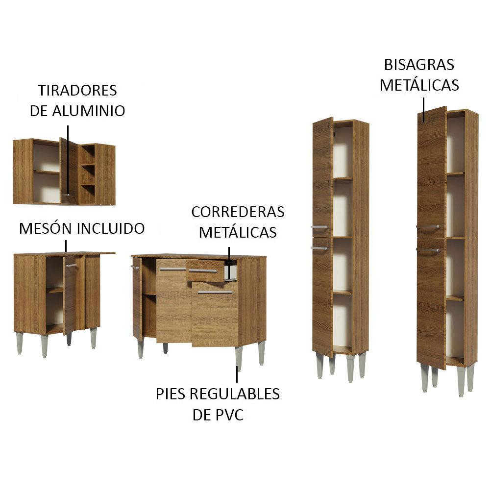 Cocina Integral Esquinera 293cm Marrón Emilly Music Madesa 02