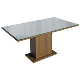 Juego de Comedor Mesa con Encimera de Vidrio 4 Sillas Marrón/Gris/Silver Marilia