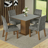 Juego de Comedor con Mesa con Encimera y 4 Sillas Marrón/Gris/Silver Karina