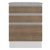 Mueble de Cocina Madesa Glamy 60 cm 3 Cajones Blanco/Marrón