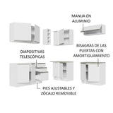 Cocina Integral Esquinera 349cm Blanco Glamy Madesa 03