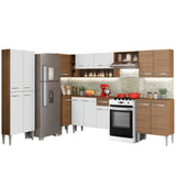 Cocina Integral Esquinera 481cm Marrón/Blanco Emilly Moon Madesa 01