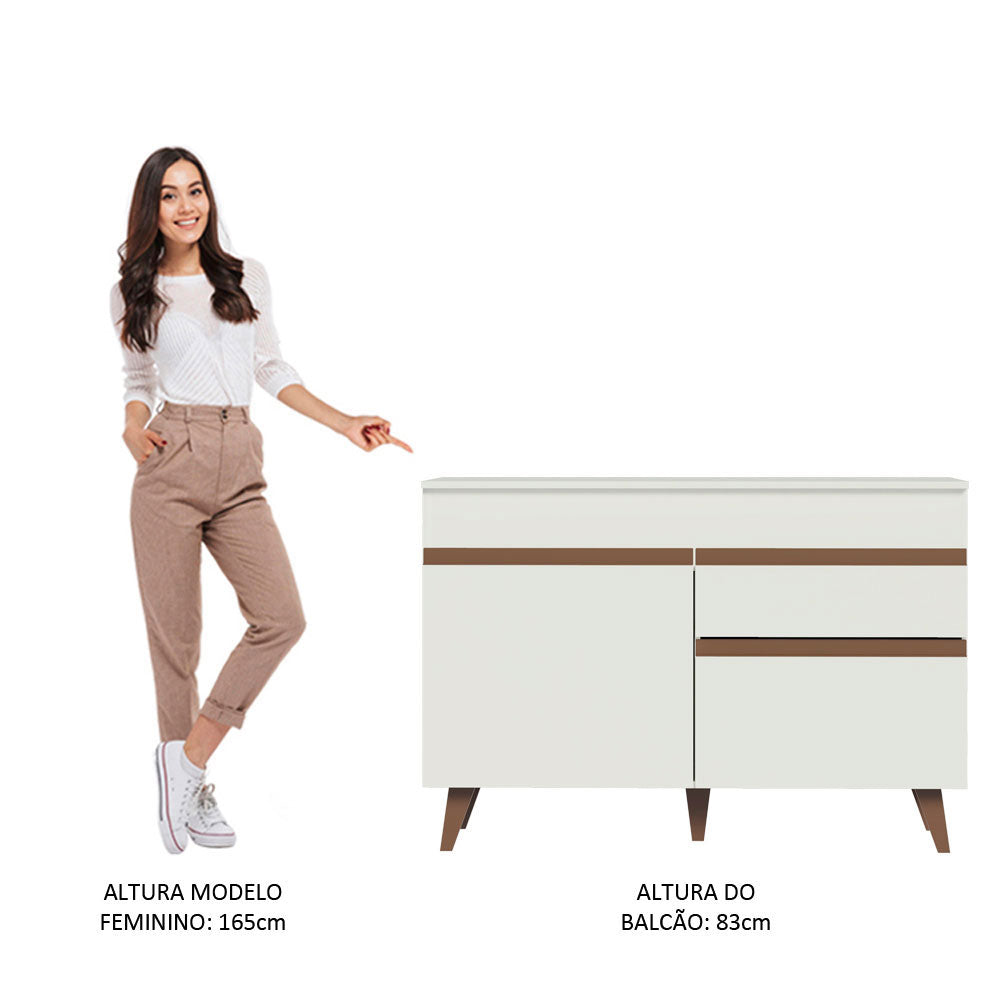 Mueble para Lavadero 120 cm 2 Puertas 1 Cajón Blanco Reims