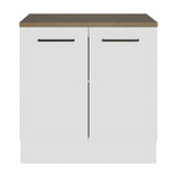 Gabinete Bajo Multiuso Garaje 80cm (con Encimera) Blanco/Marrón