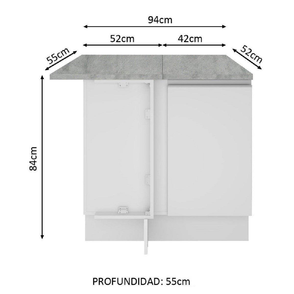 Mueble De Cocina Esquinero Madesa Con 1 Puerta Blanco Glamy Madesa