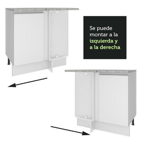 Mueble De Cocina Esquinero Madesa Con 1 Puerta Blanco Glamy Madesa