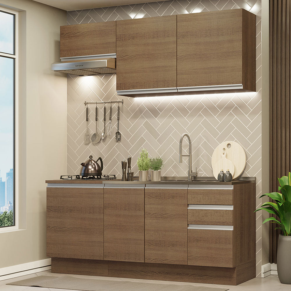 Cocina Integral con Lavadero 180cm Glamy 13 Marrón