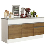 Mueble de Cocina 2 Puertas 3 Cajones 150cm Glamy Madesa - Blanco/Marrón