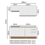 Cocina Integral con Lavadero 180cm Glamy 13 Marrón/Blanco