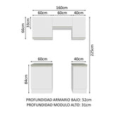 Cocina Compacta 160cm Blanco Glamy Madesa 07