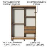 Ropero Luke Madesa 2 Puertas Corredizas Madera con Pies - Marron