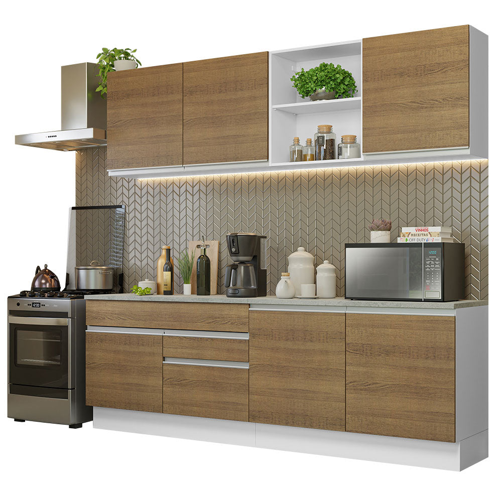 Cocina Integral 240cm Blanco/Marrón Glamy Madesa 06