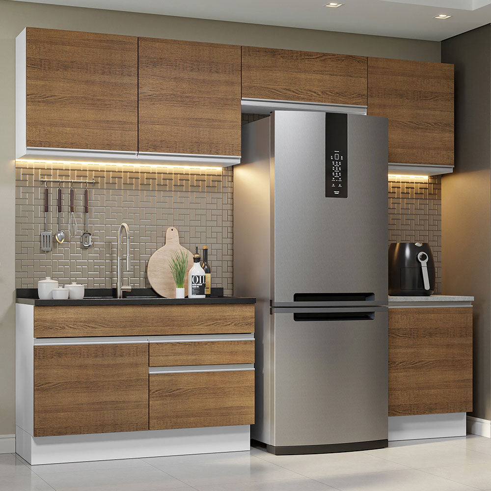 Cocina Integral 260cm Blanco/Marrón Glamy Madesa 05