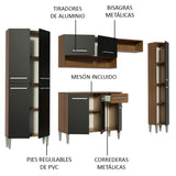 Cocina Integral 261cm Marrón/Negro Emilly Hit 01