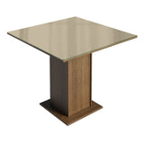Mesa de Comedor Cuadrada Encimera de Vidrio Marrón 5363