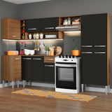 Cocina Integral Esquinera 353cm Marrón/Negro Emilly Sun 01