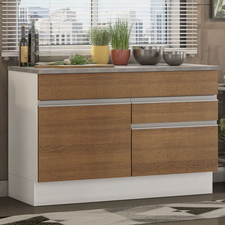 Mueble de Cocina para Fregadero Madesa Glamy 120 cm 1 Puerta y 2 Cajones (Con Tablero) Blanco/Marrón