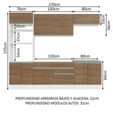 Cocina Integral 270cm Blanco/Marrón Glamy Madesa 13