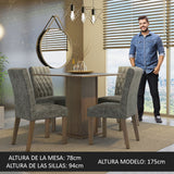Juego de Comedor Mesa con Encimera de Madera 4 Sillas Marrón/Gris/Silver Livia