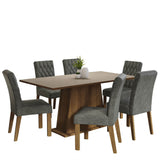 Juego de Comedor Mesa con Encimera de Madera 6 Sillas Marrón/Crema/Silver Britney
