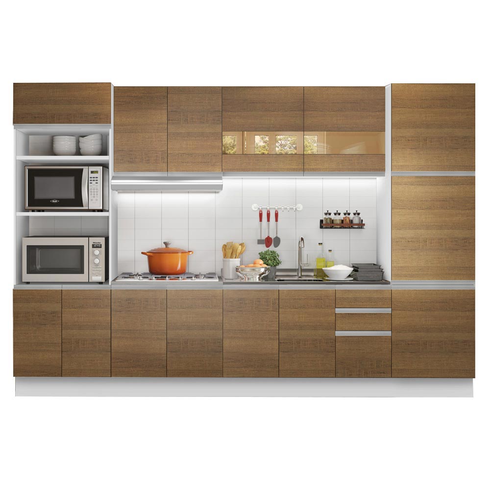 Cocina Integral 330cm Blanco/Marrón Glamy Madesa 02