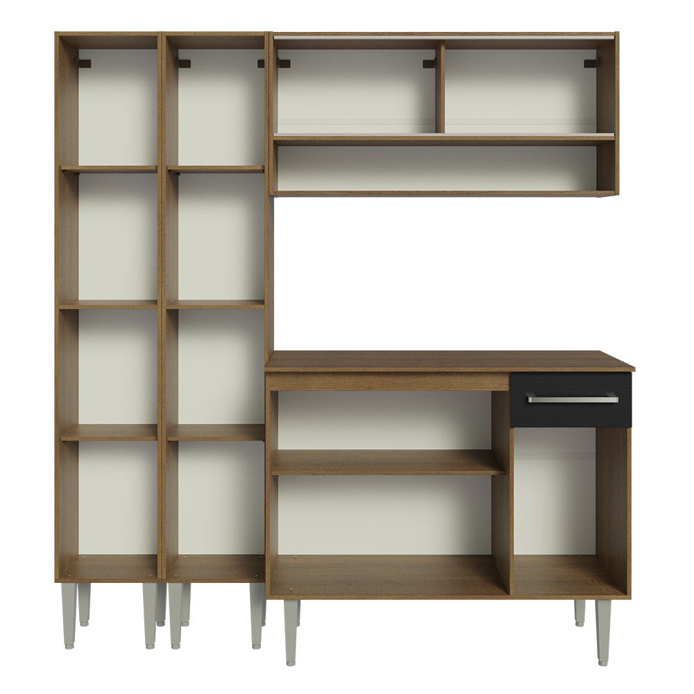Cocina Compacta 169cm Sin Mesón De Acero Marrón/Negro Emilly Madesa 13