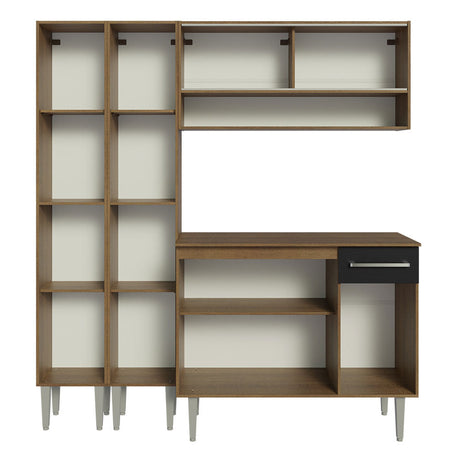 Cocina Compacta 169cm Sin Mesón De Acero Marrón/Negro Emilly Madesa 13