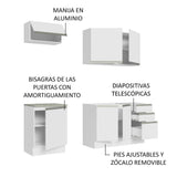 Cocina Integral con Lavadero 180cm Glamy 13 Blanco