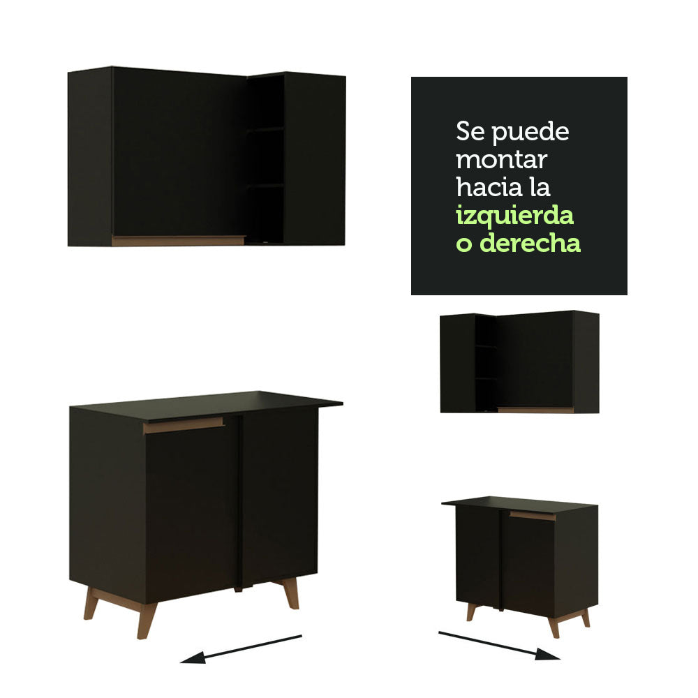 Cocina Integral Esquinera 382cm Negro Reims 01