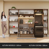 Cocina Integral 261cm Emilly Hit Marrón/Negro