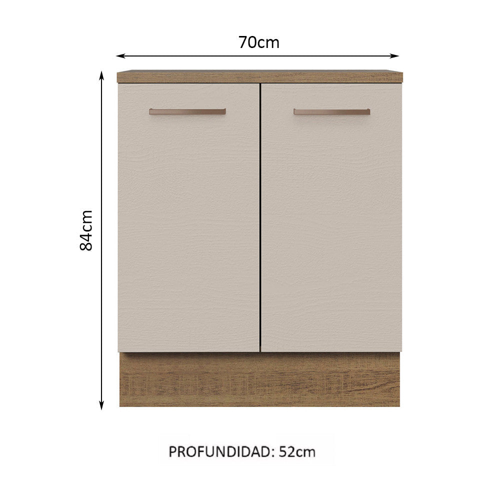 Gabinete Bajo 70 cm 2 Puertas Marrón/Crema Agata