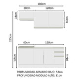 Cocina Integral con Lavadero 180cm Glamy 13 Blanco