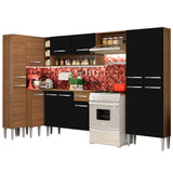 Cocina Integral Esquinera 385cm Marrón/Negro Emilly Love 01