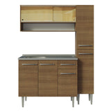 Cocina Compacta 137cm Con Mesón De Acero Marrón Emilly Madesa 10