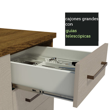 Mueble de Cocina 80 cm 2 Cajones Marrón/Crema Agata Madesa