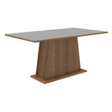 Juego de Comedor Mesa con Encimera de Madera 6 Sillas Marrón/Gris/Silver Britney