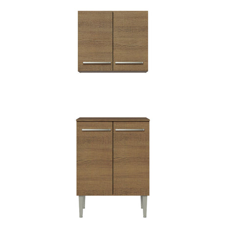Kit Alacena y Mueble de Cocina 64cm Marrón Emilly Madesa