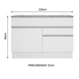 Mueble de Cocina Glamy 120 cm - Mostrador para Lavadero con Encimera