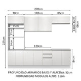 Cocina Integral 270cm Blanco Glamy Madesa 02