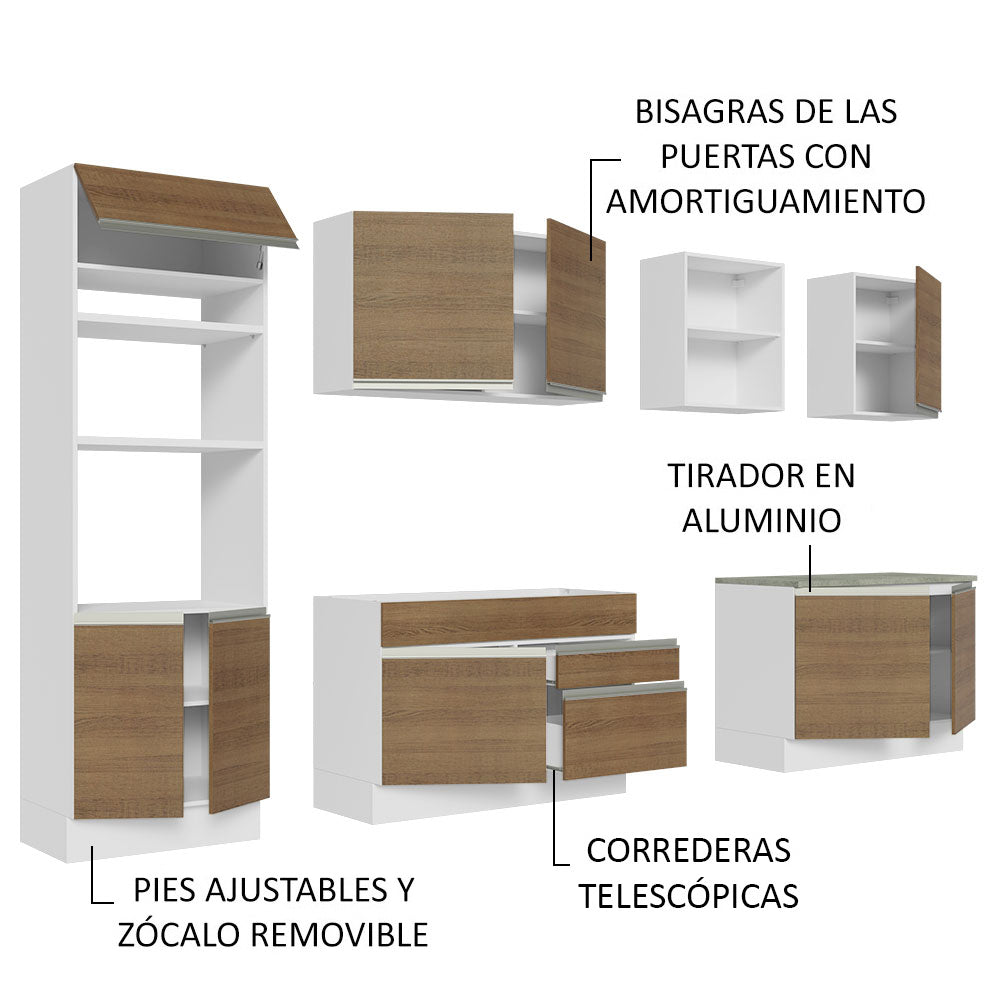 Cocina Integral 310cm Blanco/Marrón Glamy Madesa 02