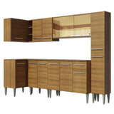 Cocina Integral Esquinera 325cm Marrón Emilly Wave 04