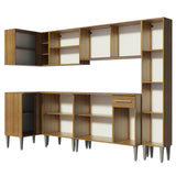 Cocina Integral Esquinera 325cm Marrón Emilly Wave 04