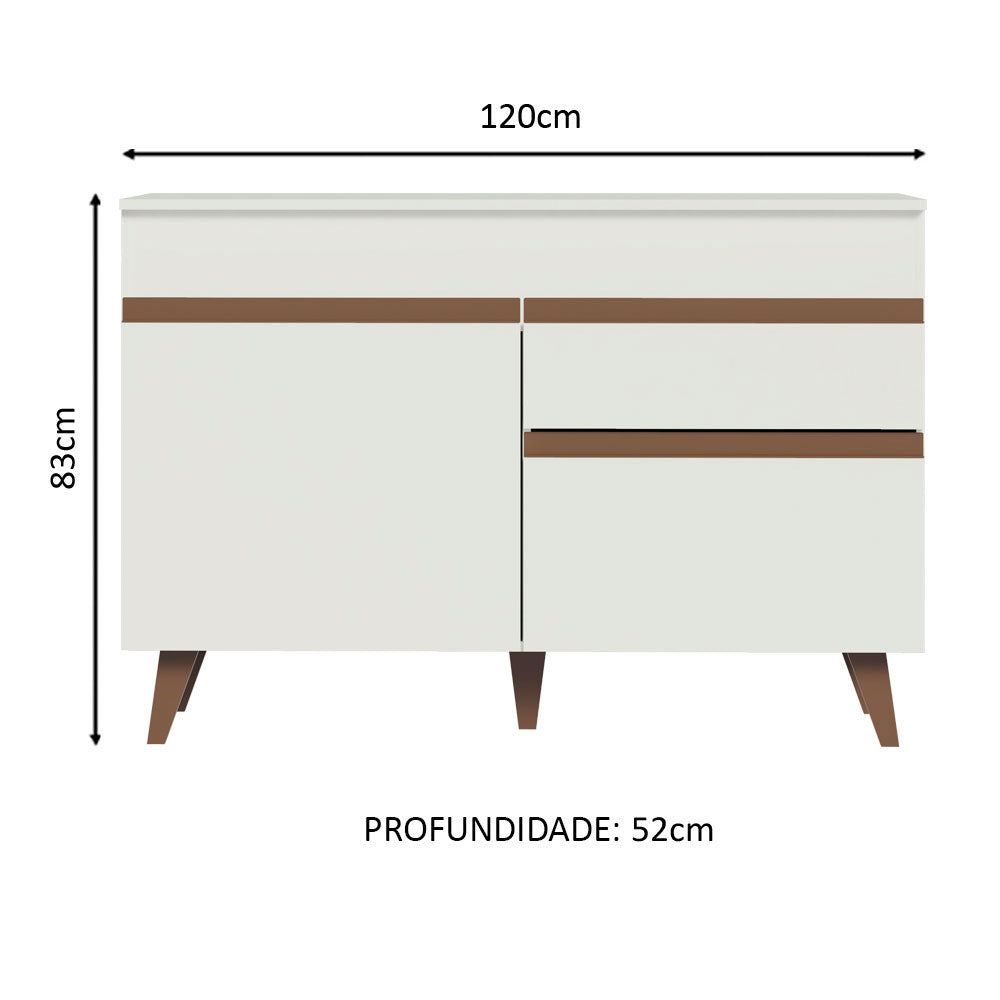 Mueble para Lavadero 120 cm 2 Puertas 1 Cajón Blanco Reims