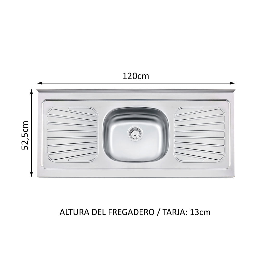Cocina Integral con Lavadero 180cm Glamy 13 Blanco/Marrón